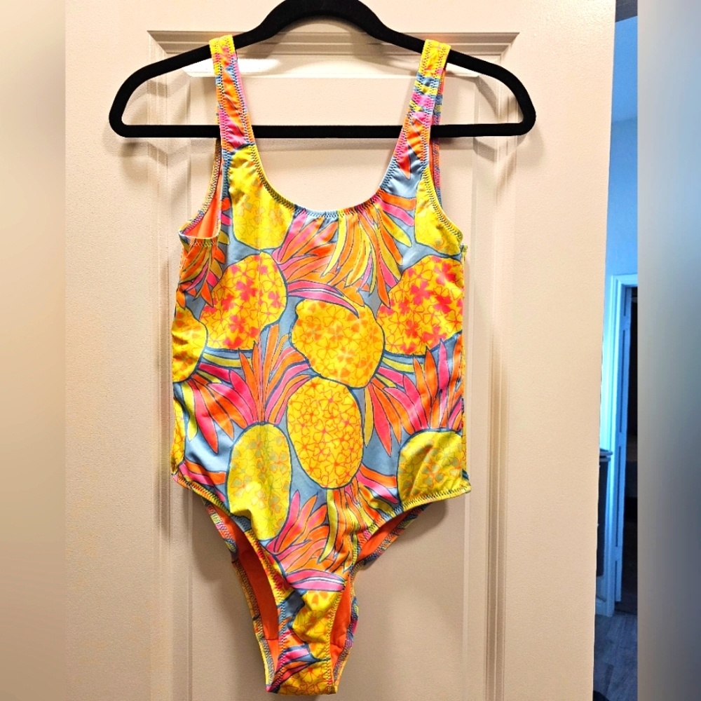 Chubbies Pinas One Piece Swim Suit With Pineapples Large